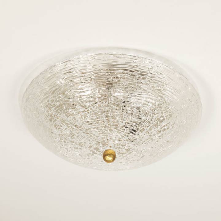 Picture of PENTLAND GLASS FLUSH MOUNT, BRASS FINIAL, 2 LIGHTS