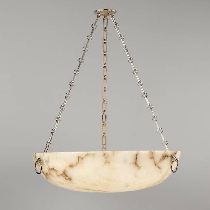 Picture of BURTON ALABASTER BOWL, IVORY, NICKEL, 6 LIGHTS