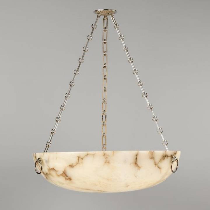 Picture of BURTON ALABASTER BOWL, IVORY, NICKEL, 6 LIGHTS
