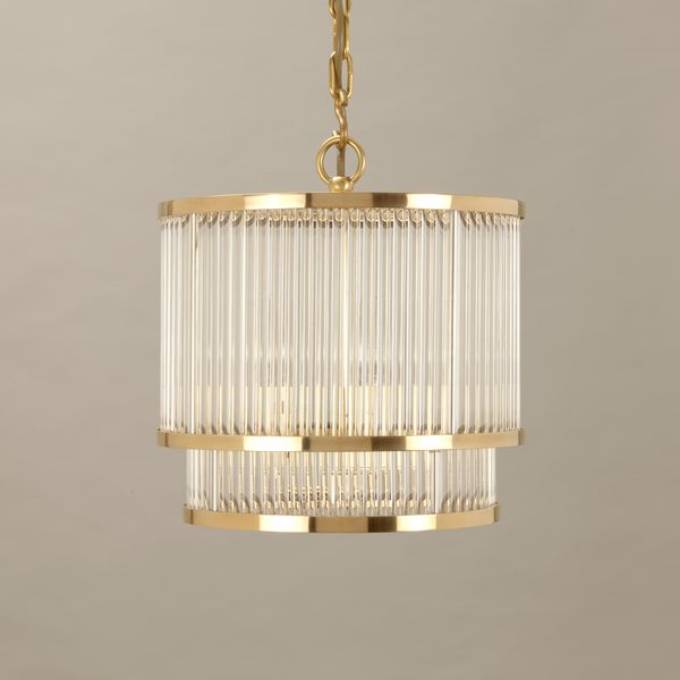 Picture of RIPON GLASS ROD CHANDELIER, BRASS, 3 LIGHTS