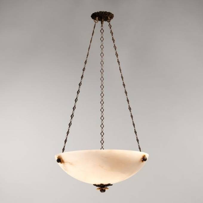 Picture of ABBOTSFORD ALABASTER BOWL LIGHT, BRONZE & GILT, 6 LIGHTS