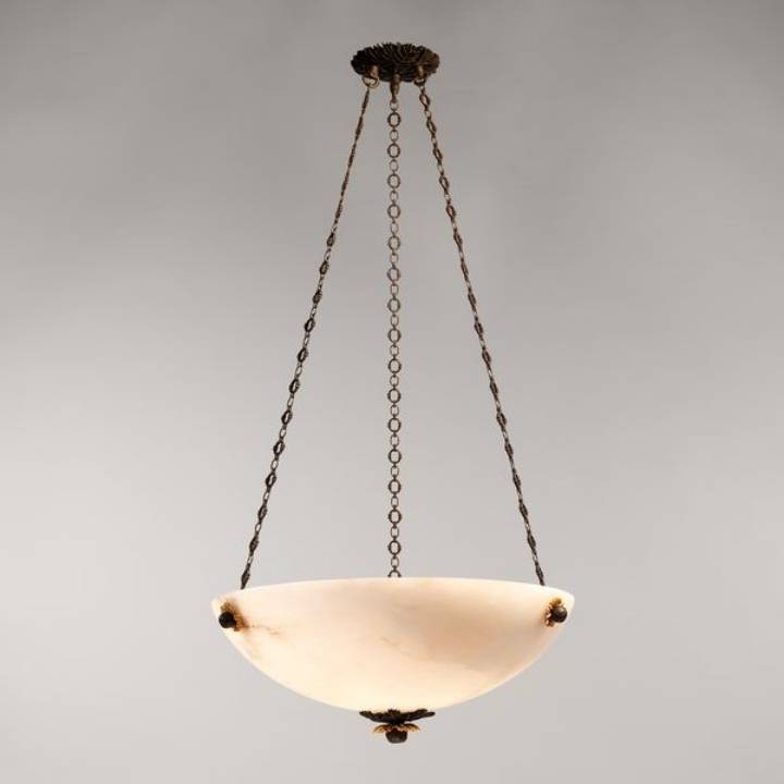 Picture of ABBOTSFORD ALABASTER BOWL LIGHT, BRONZE & GILT, 6 LIGHTS