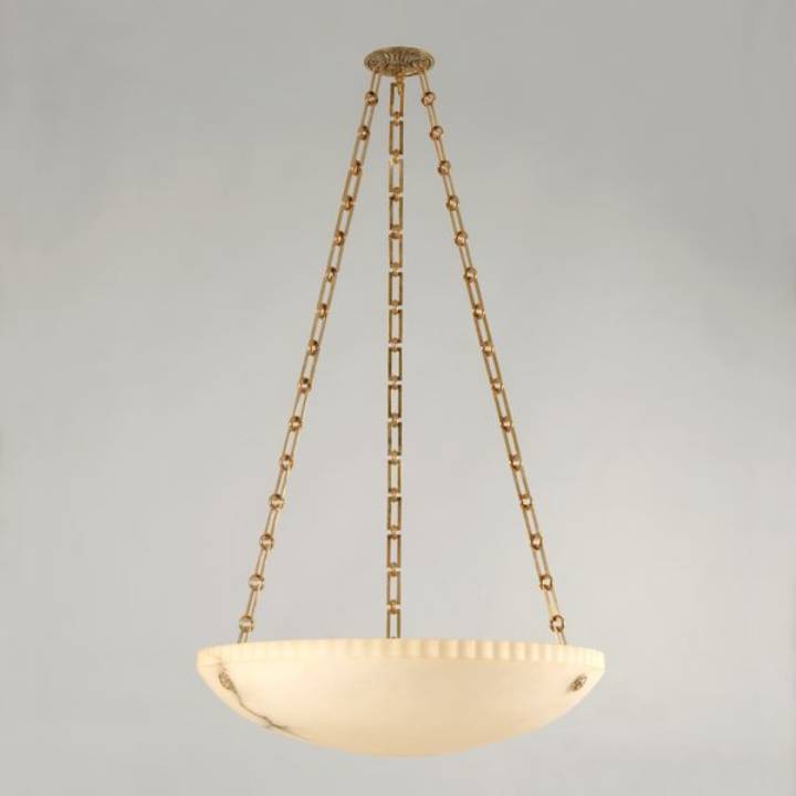 Picture of BOLTON ALABASTER BOWL LIGHT, LARGE,IVORY, BRASS, 6 LIGHTS
