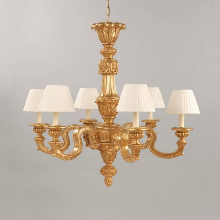 Picture of CARBONNE CHANDELIER, GILTWOOD, 6 LIGHTS
