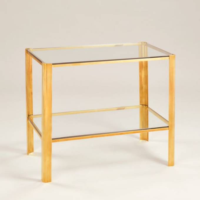 Picture of ROCKFORD RECTANGULAR SIDE TABLE, BRASS & GLASS