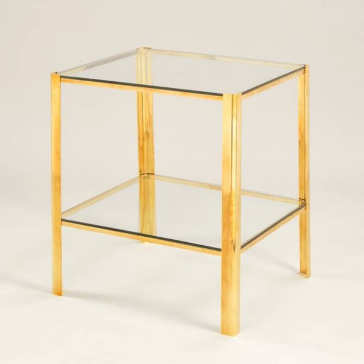 Picture of ROCKFORD SQUARE SIDE TABLE, BRASS & GLASS