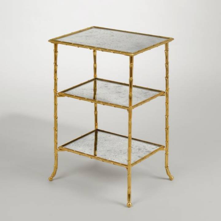 Picture of FITZROY SQUARE ETAGERE TABLE, MIRROR, 2 TIERS, BRASS