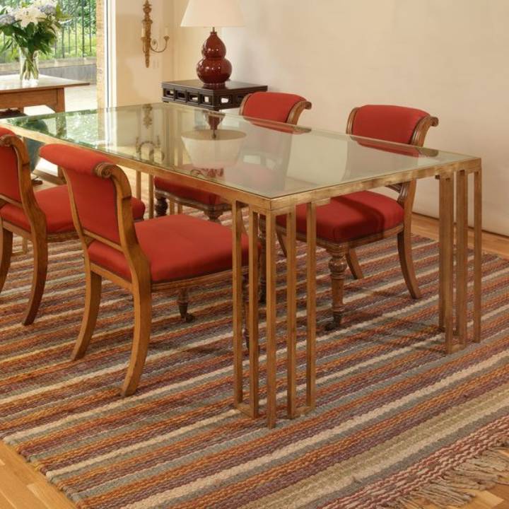 Picture of HAYDON GREEK KEY DINING TABLE, GILT & GLASS