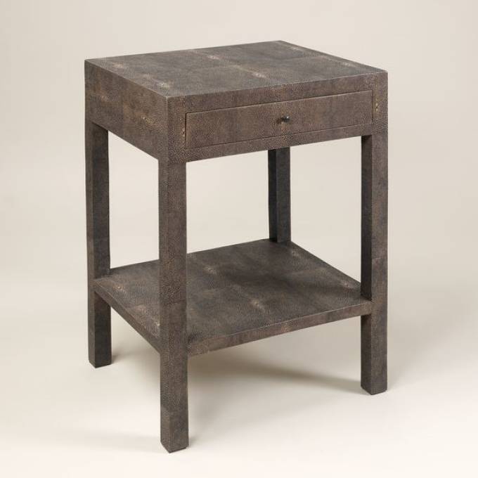 Picture of AMBERLEY TABLE, BROWN FAUX SHAGREEN