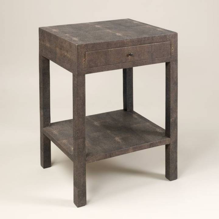 Picture of AMBERLEY TABLE, BROWN FAUX SHAGREEN