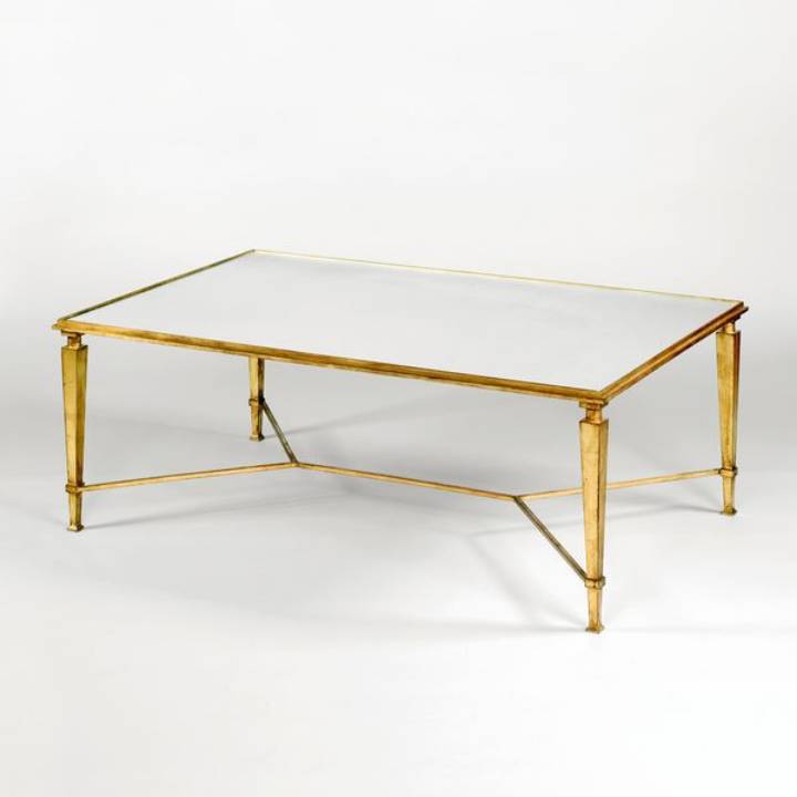 Picture of CAPRI ROUND TABLE, BRASS, GREEN FAUX SHAGREEN