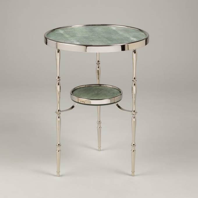 Picture of CAPRI ROUND TABLE, NICKEL, GREEN FAUX SHAGREEN