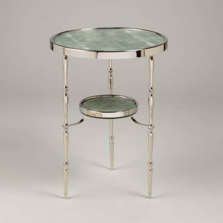 Picture of CAPRI ROUND TABLE, NICKEL, GREEN FAUX SHAGREEN