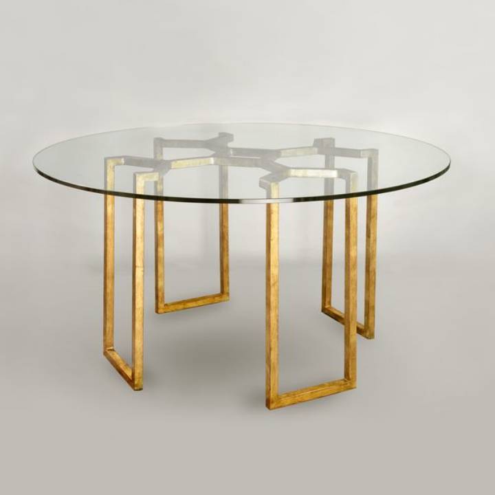 Picture of HEALE GILT METAL ROUND TABLE, GILT FINISH, WITH GLASS TOP*