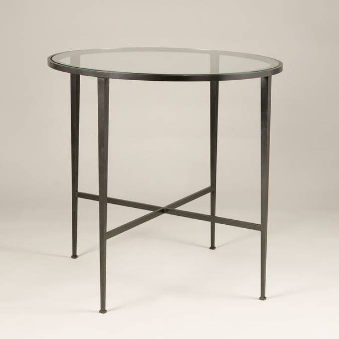 Picture of FITZROY SQUARE ETAGERE TABLE, 2 TIERS, NICKEL & GLASS