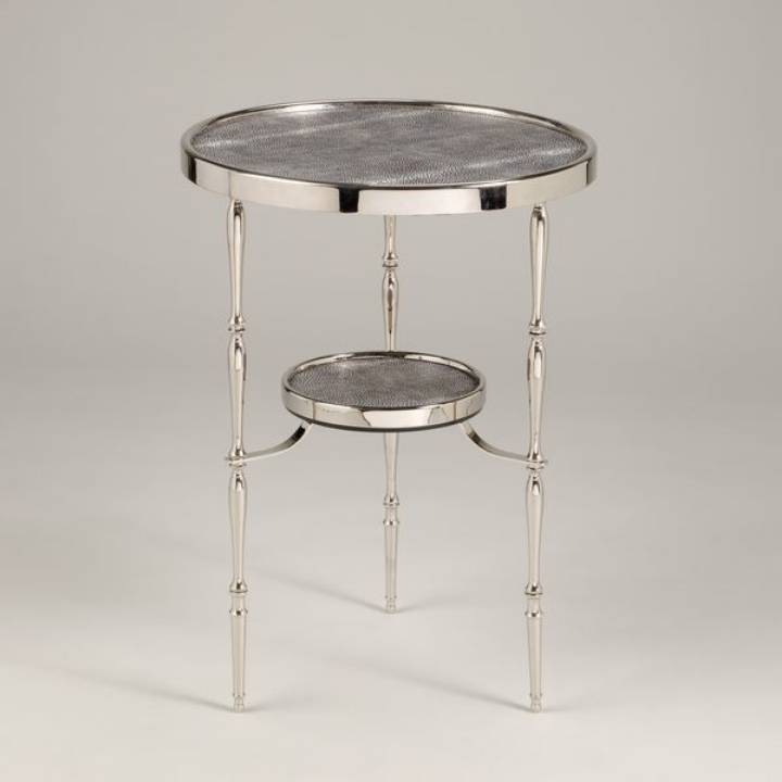 Picture of CAPRI ROUND TABLE, NICKEL, BLACK FAUX SHAGREEN