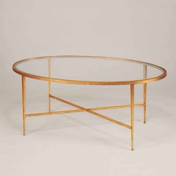 Picture of WELLS OVAL COFFEE TABLE, GILT, GLASS
