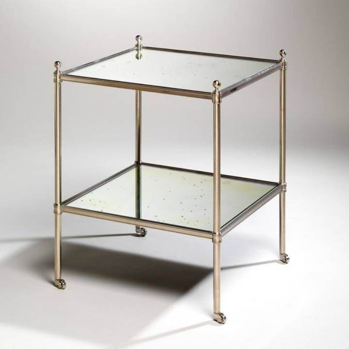 Picture of FITZROY SQUARE ETAGERE TABLE, MIRROR, 2 TIERS, NICKEL