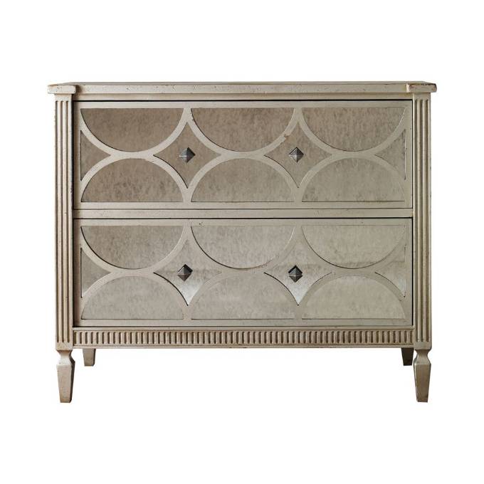 Picture of CROWN POINT CHEST WITH ANTIQUE MIRROR BEHIND MULLIONS