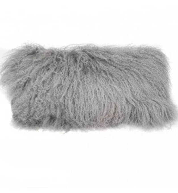 Picture of Tibetan Lamb Grey Pillow - 10"x 18"