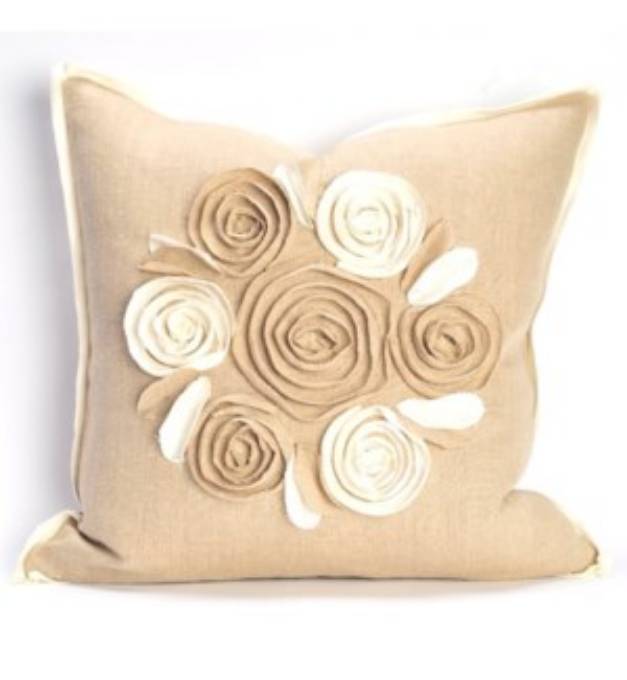 Picture of Churchill Linen - Rose Pillow - Flax/Ivory  -  22" x 22"