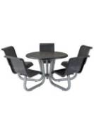 Picture of 42" ROUND PICNIC TABLE WITH 5 SEATS WITH BACKS, SQUARE PATTERN
