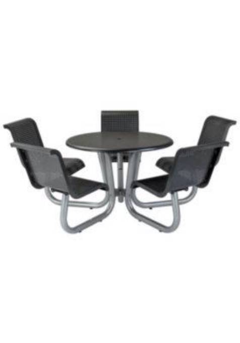 Picture of 42" ROUND PICNIC TABLE WITH 5 SEATS WITH BACKS, SQUARE PATTERN