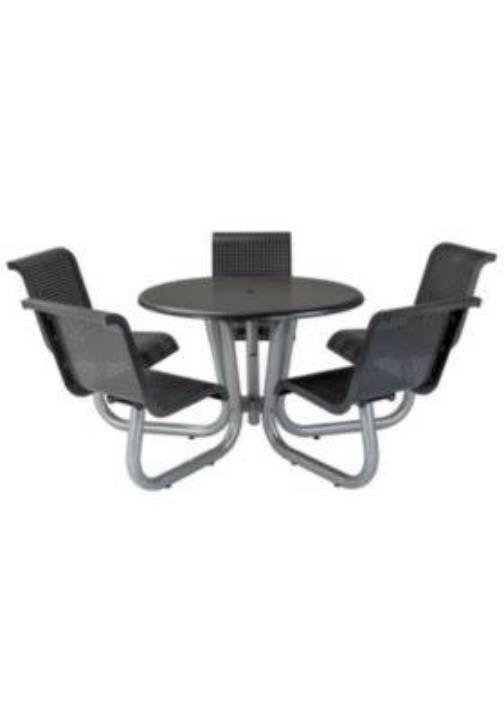 Picture of 42" ROUND PICNIC TABLE WITH 5 SEATS WITH BACKS, SQUARE PATTERN