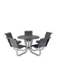 Picture of 42" ROUND PICNIC TABLE WITH 5 SEATS WITH BACKS, SQUARE PATTERN