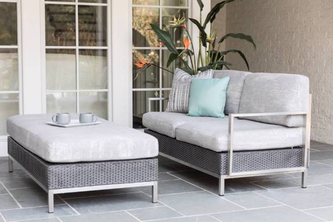 Picture of ELEMENTS SETTEE WITH STAINLESS STEEL ARMS AND BACK