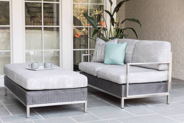 Picture of ELEMENTS SETTEE WITH STAINLESS STEEL ARMS AND BACK