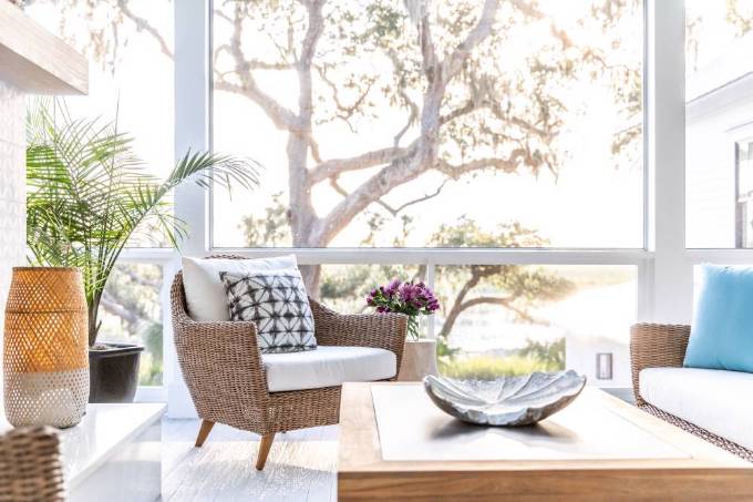 Picture of TEAK 54" COCKTAIL TABLE WITH FAUX CONCRETE INSET