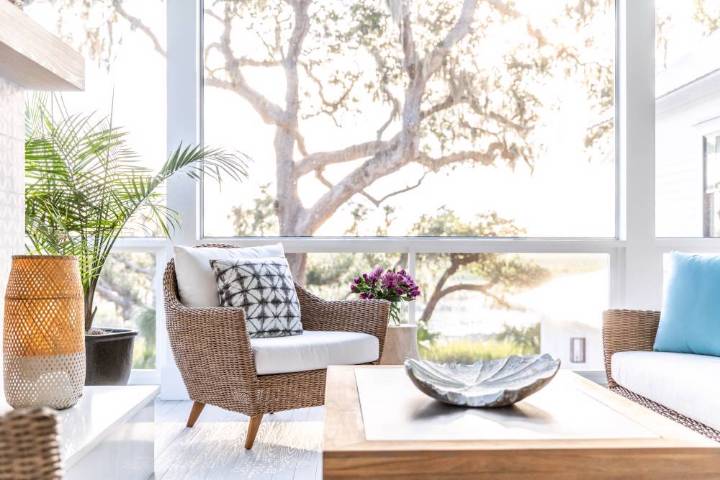 Picture of TEAK 54" COCKTAIL TABLE WITH FAUX CONCRETE INSET