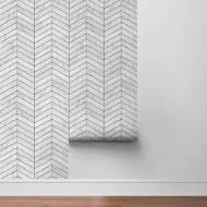 Picture of MARBLED CHEVRON PEEL-AND-STICK LUXE HAVEN WALLPAPER