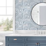 Picture of MARBLED TILE PEEL-AND-STICK LUXE HAVEN WALLPAPER
