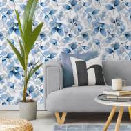Picture of WATERCOLOR TOSSED LEAVES PEEL-AND-STICK LUXE HAVEN WALLPAPER