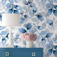 Picture of WATERCOLOR TOSSED LEAVES PEEL-AND-STICK LUXE HAVEN WALLPAPER