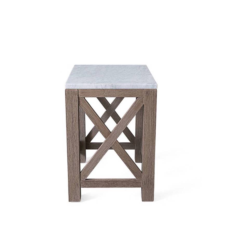 Picture of HAMPTONS BAY MARBLE TEAK END TABLE