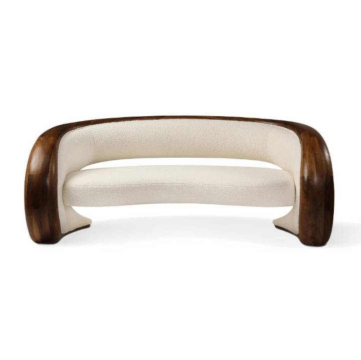 Picture of SCULPTED WOOD LOVESEAT OPEN BACK