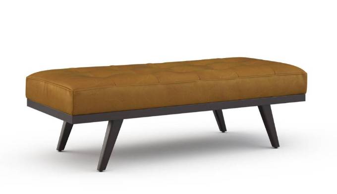 Picture of DREW LEATHER BUTTON TUFTED OTTOMAN