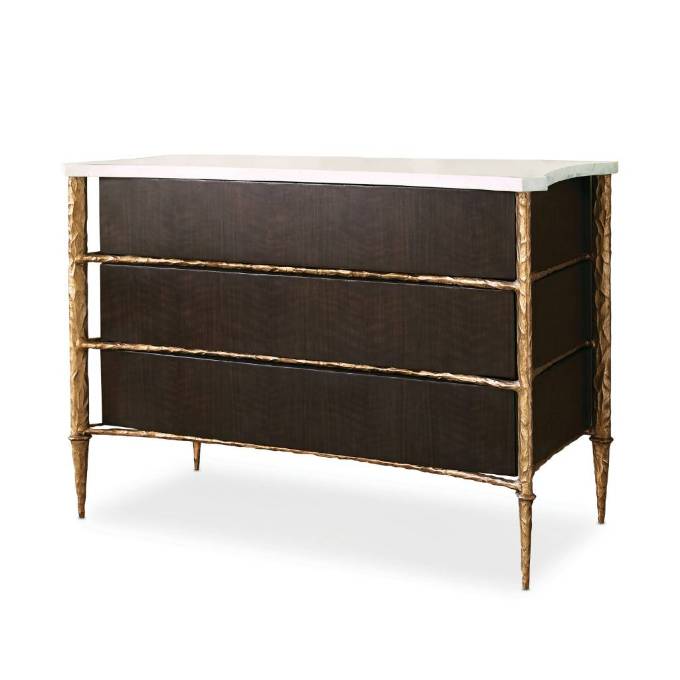 Picture of CHISELED CHEST - WALNUT / GOLD