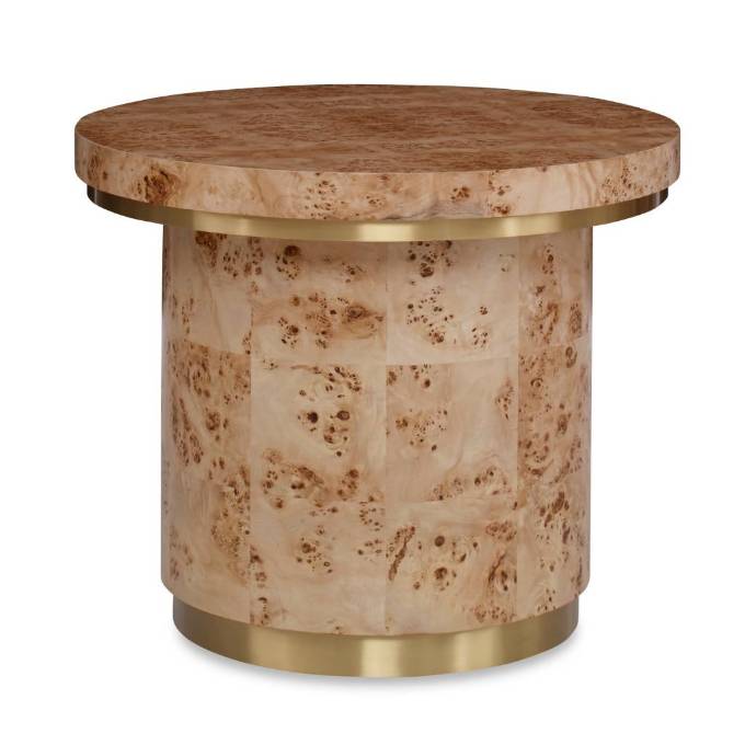 Picture of BURL ROUND END TABLE W/ CLEAR COAT