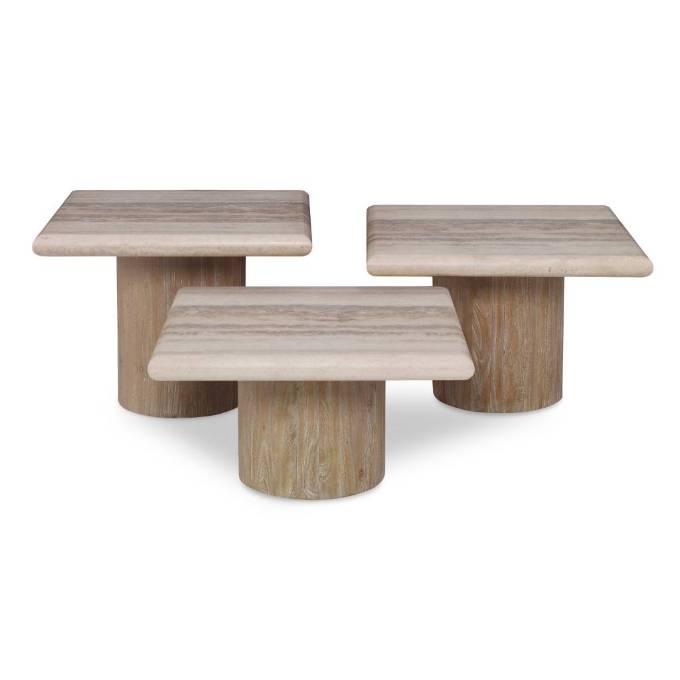 Picture of PETROS TRAVERTINE TABLE SET / 3