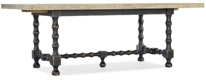 Picture of  CIAO BELLA 84IN TRESTLE TABLE W/ 2-18IN LEAVES-FLAKY WHITE/BLACK    