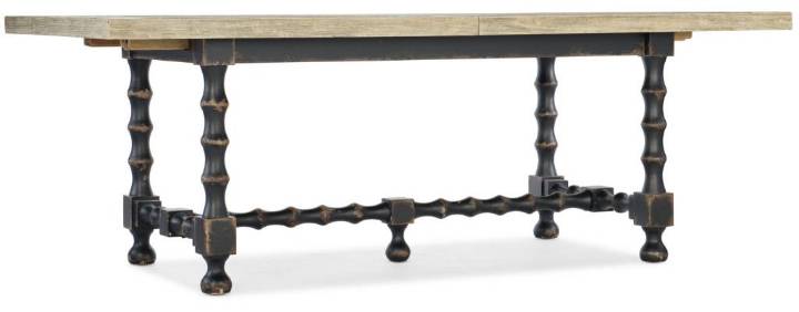 Picture of  CIAO BELLA 84IN TRESTLE TABLE W/ 2-18IN LEAVES-FLAKY WHITE/BLACK    