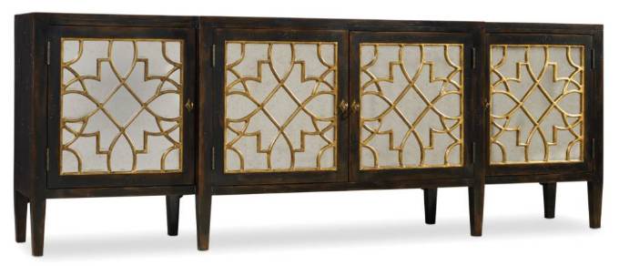 Picture of  SANCTUARY FOUR DOOR MIRRORED CONSOLE- EBONY       
