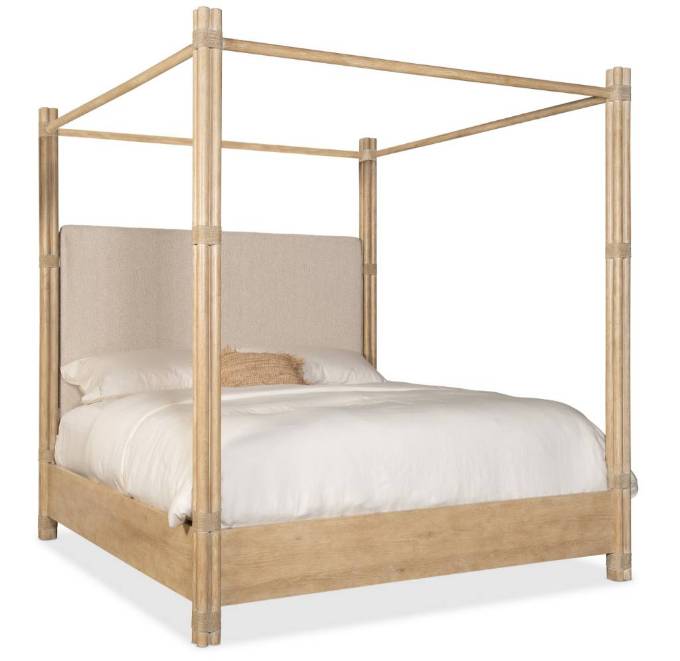 Picture of RETREAT POLE RATTAN CAL KING UPHOLSTERED POSTER BED W/CANOPY     