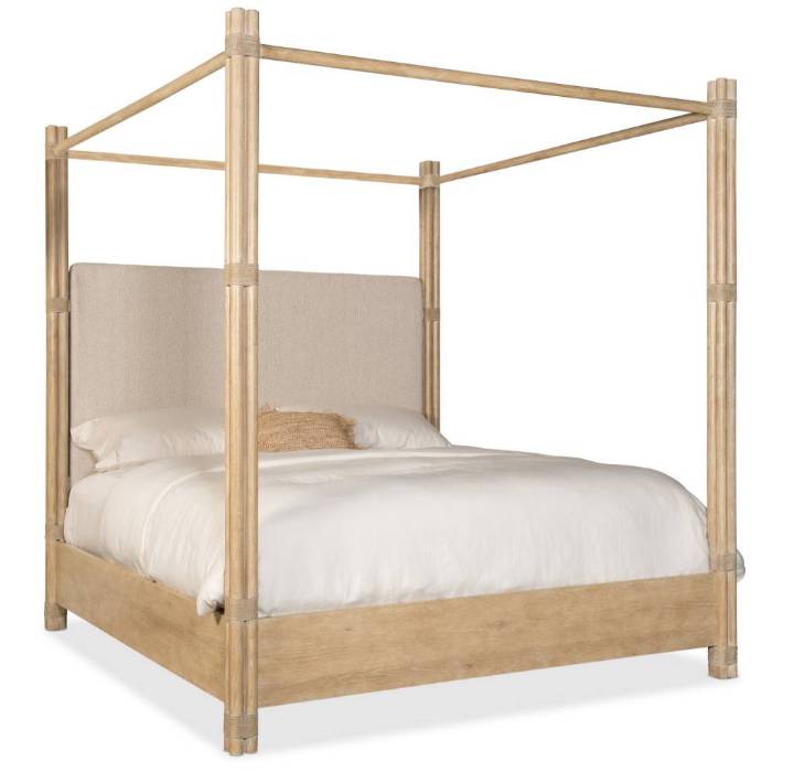 Picture of RETREAT POLE RATTAN CAL KING UPHOLSTERED POSTER BED W/CANOPY     