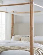 Picture of RETREAT POLE RATTAN CAL KING UPHOLSTERED POSTER BED W/CANOPY     