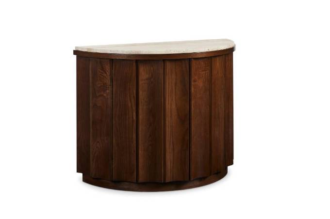Picture of BRIDGETON DEMILUNE CHEST WITH TRAVERTINE TOP